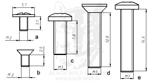 AGM M4A1 RIS GearBox - размеры крепежа